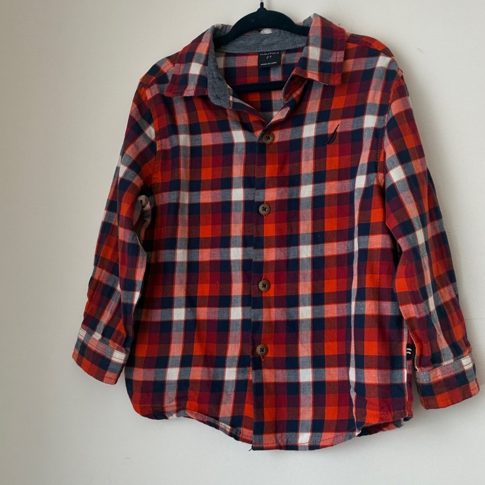 Nautica Red and Blue Cabin Core Plaid Shirt Size 2T New Without Tags